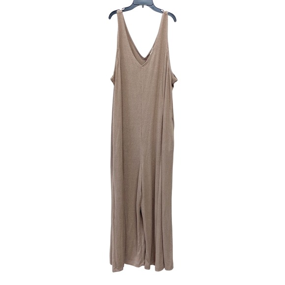 Ava & Viv Pants - Ava & Viv Women's Brown Sleeveless Knit Wide Leg Jumpsuit Size 3X